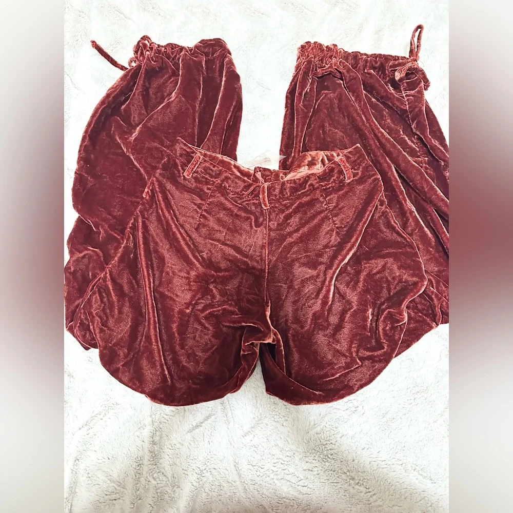Free People Velvet Wide-Leg Pants in Deep Burgundy - Picture 5 of 5
